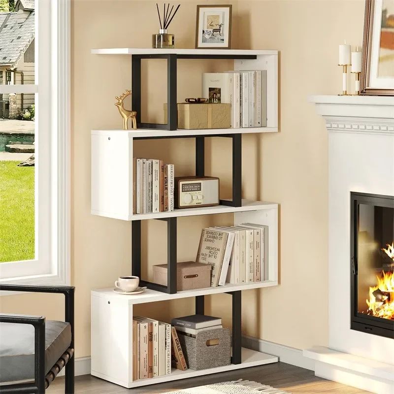 

Modern wooden home 5-story S-shaped Z-shaped bookshelf