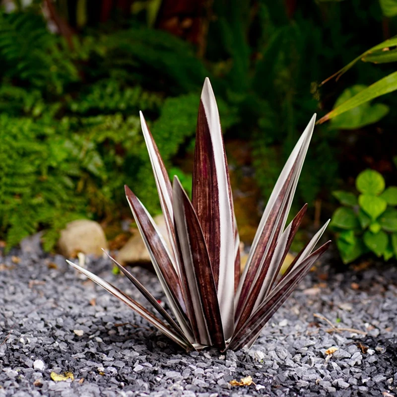 Escultura rústica de Tequila grande, plantas de Agave de Metal rústico para Patio exterior, decoración del hogar, Agave de Metal pintado a mano