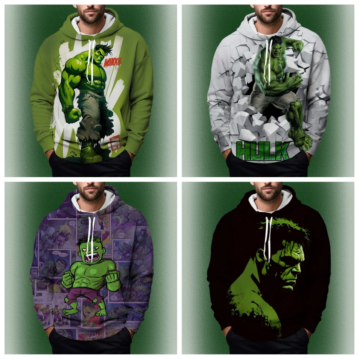

25 Autumn Hulk Boys and Girls Hoodie Marvel Men's Hoodie 3D Printing New Pullover Oversized Men's Hoodie Fashion Men's Clothing