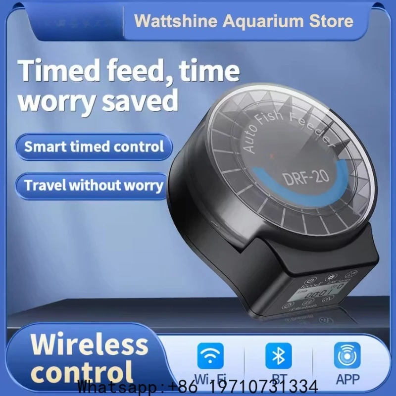 DRF Automatic Fish Tank Feeder BT Remote Control with Digital Timing Feeding Food Dispenser for Aquarium Pet Fish