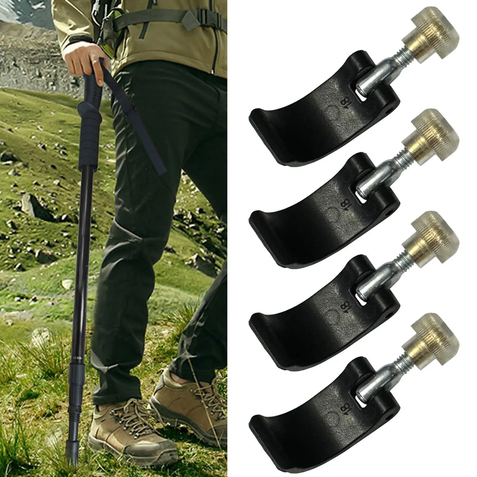 Gehstock-Verschlussgriffteile: Langlebiger Trekkingstock-Verschluss, tragbare Ersatzschlösser, Clip-Verschluss für Gehstöcke, Outdoor-Wandern