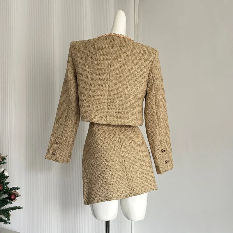 Ensemble 2 pièces assressentipour femme, veste, manteau, jupe courte, tenue féminine, nouveau, 2024