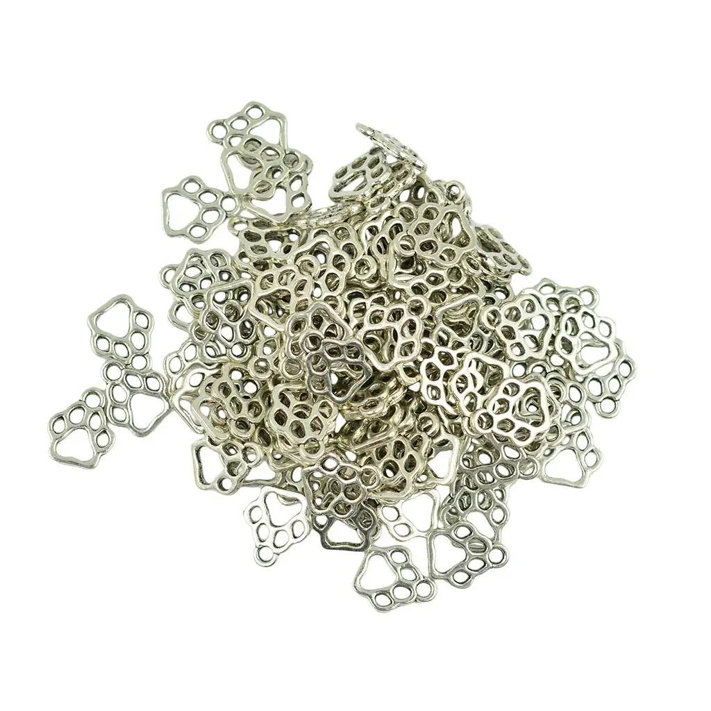 الجملة 100pcs الفضة التبتية لطيف تخريمية جرو باو طباعة سحر الحرفية