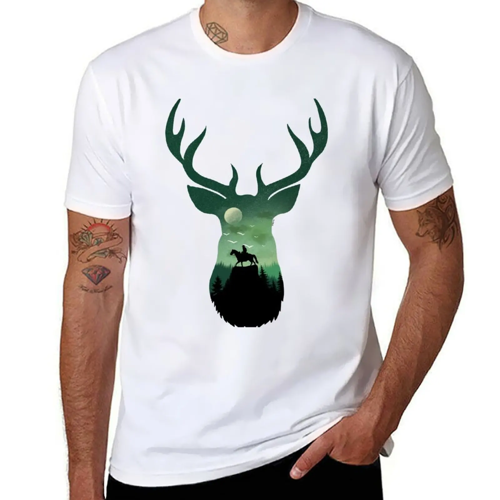 

Arthur Morgan Deer/Stag Landscape T-Shirt t shirt men 100% cotton luxury brand man t shirt designer T-Shirt