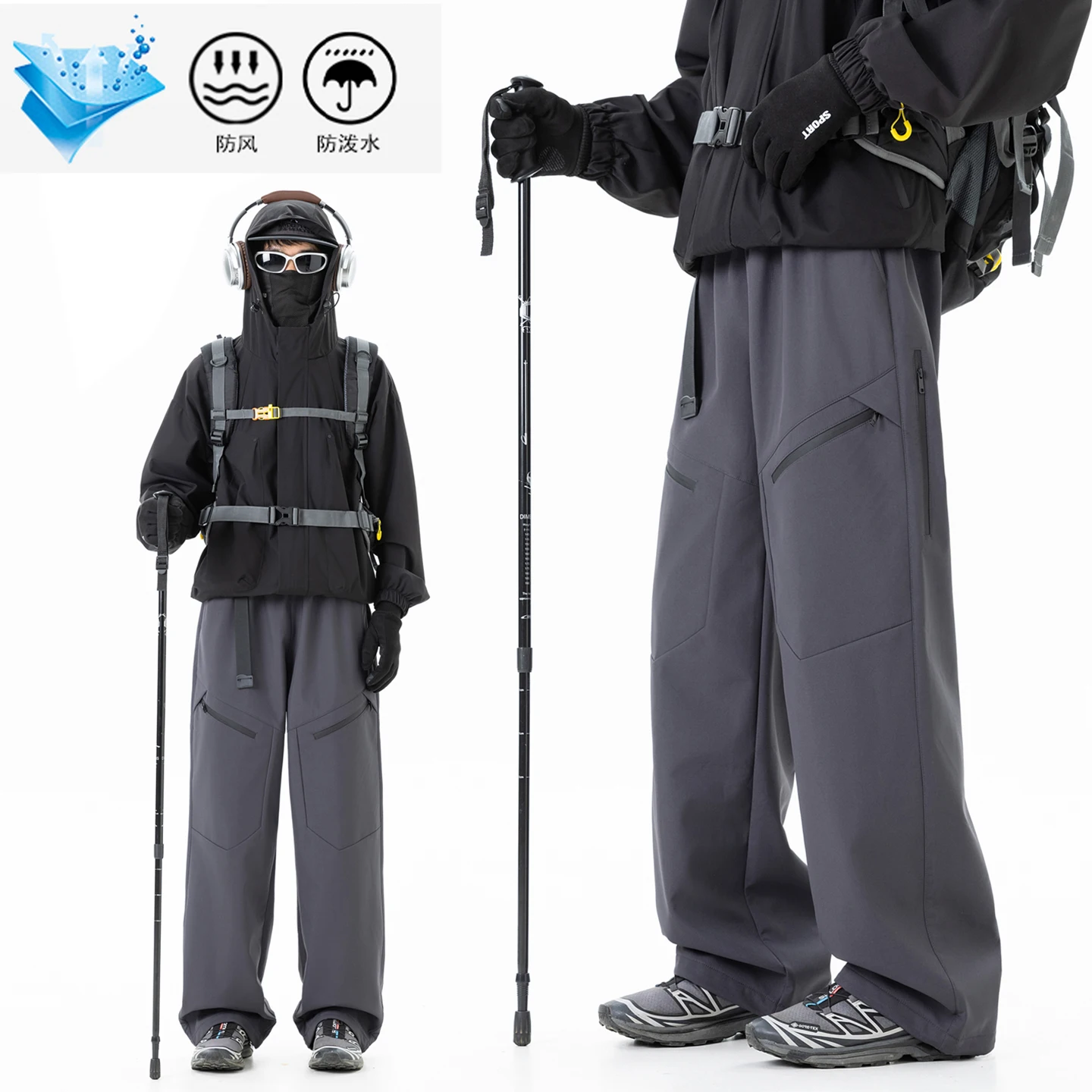 Pantalones de asalto de Montañismo al aire libre de otoño, ropa de trabajo informal para hombres, pantalones de pierna recta, pantalones de secado rápido de terciopelo de tres pruebas para jóvenes