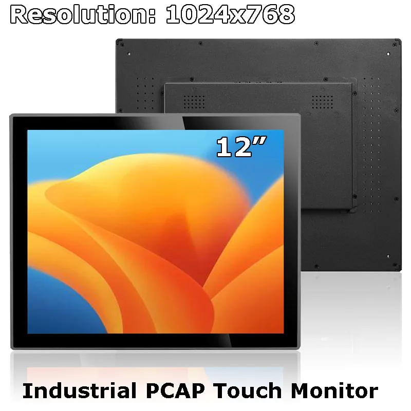 12 Inch Waterproof 1024x768 Open Frame Industrial Embedded PCAP Touch Screen Monitor With AV/BNC/VGA/HDMI/USB Interface