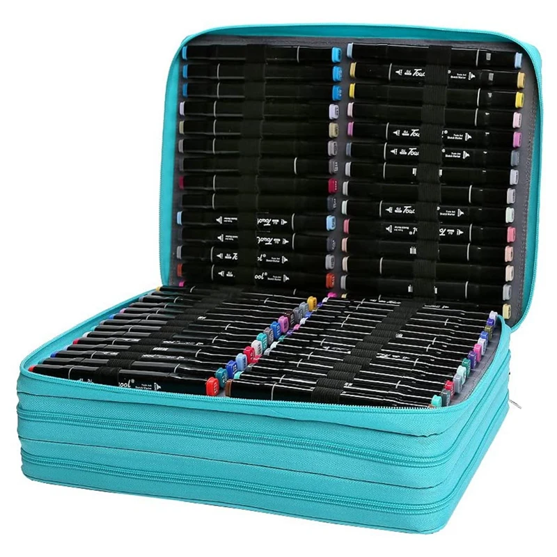 Marker Pen Organizer Case 168 Slots Capacity With Wrap Portable Multilayer Holder For Watercolor Pencils&Gel Pen Markers