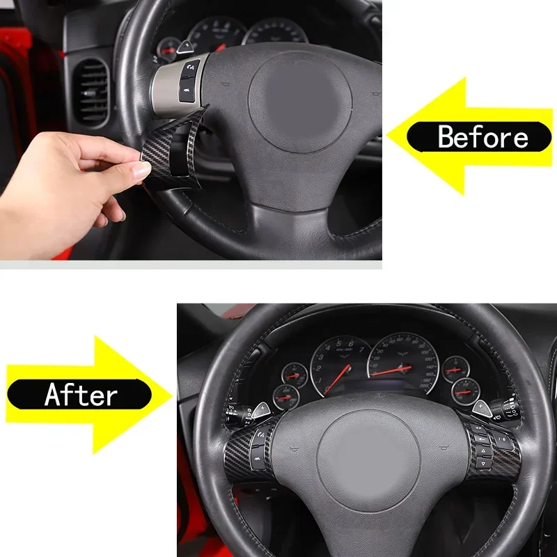 

For Chevrolet Corvette C6 2005-2013 ABS Carbon Fiber Steering Wheel Button Frame Trim Stickers Car Accessories