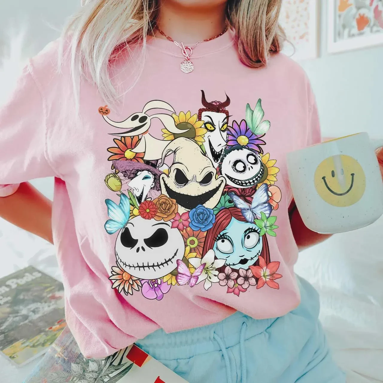 

Trendy Casual Print Fashion Retro Christmas Night Cry Aokie Bogie Carnival Jack Skellington Sally Rock Shock Barrel Shirt