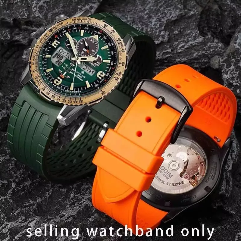 

for Citizen Sky Eagle Light Kinetic Energy JY8074-11X/JY8085-81E Rubber Watch Strap Bracelet Arc mouth silicone wristband 22mm