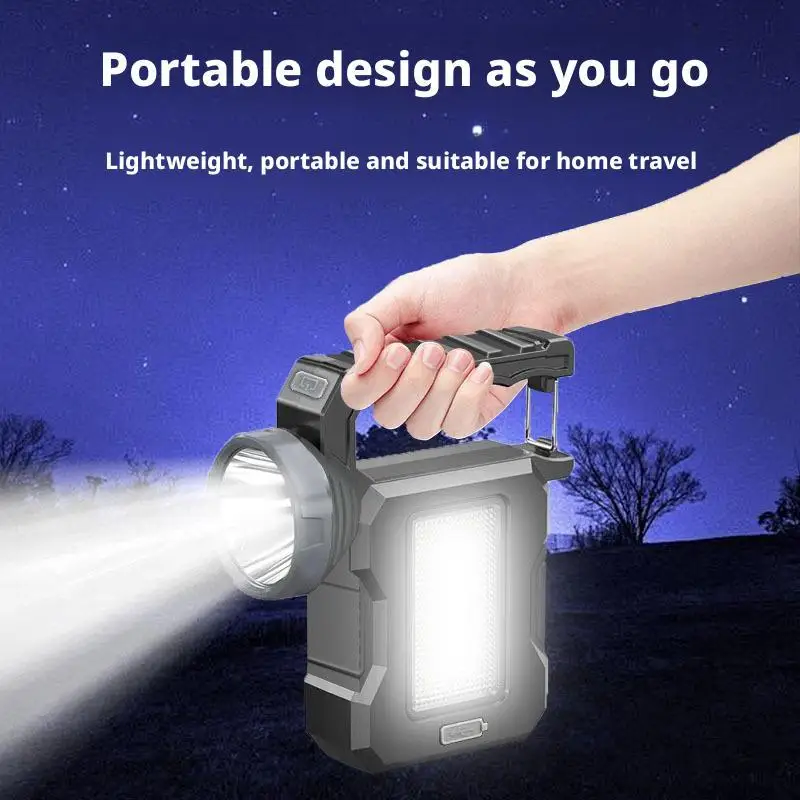 Solar-Powered Super Bright Long-Range Rechargeable Outdoor High-Capacity Strong Light Handheld Searchlight