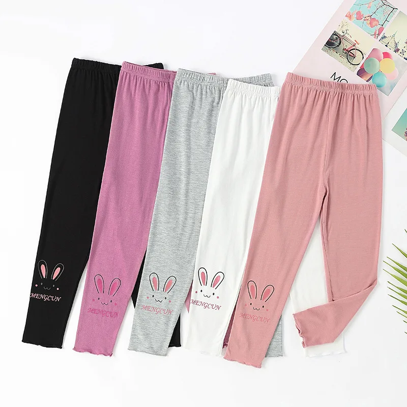 Girls' Modal Leggings For Spring Summer Suitable For Wearing Outside They Are Thin-Style Slim-fitting long Trousers For Children