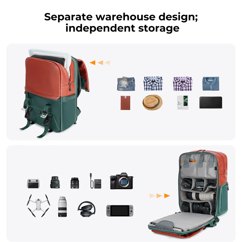 K&F Concept 20L Camera Backpack Lightweight Large Capacity Camera Bags With Rain Cover For 15.6 Inch Laptop DSLR Cameras