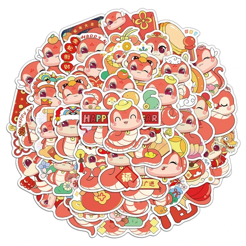 10/30/50Pcs New Year of the Snake Sticker Festival Chinese Spring Festival Hand Account Material Case Notebook Waterproof