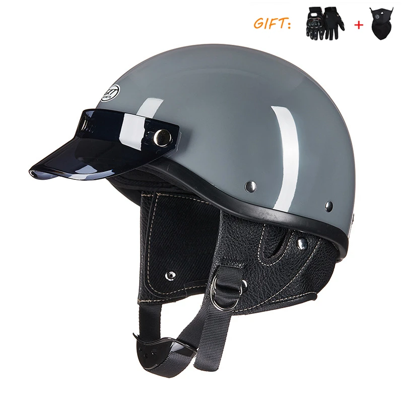 

Retro DOT Certification Half Face Motorcycle Helmet Four Seasons Half Face Motorbike Scooter Crash Moto Helmet with Brim Casco