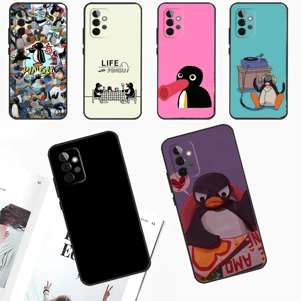 

Cartoon Pingu Penguin Phone Case For Samsung Galaxy A13,A21s,A22,A31,A32,A52,A53,A71,A80,A91 Soft Black Phone Cover