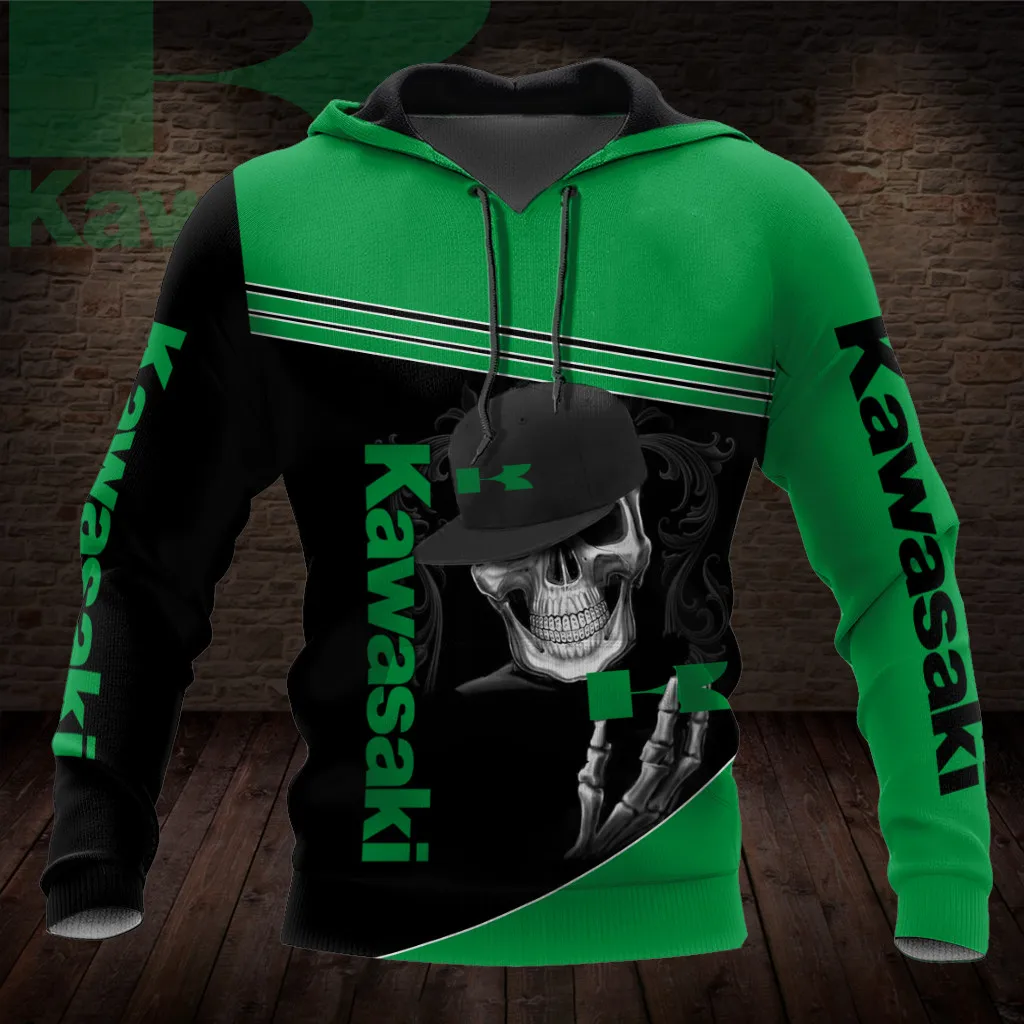 KawasakiOversized Hoodie Child Mens Clothing Extreme Sports Sweatshirt High-quality Street Motorcycle Uniform Racing Suit Men's