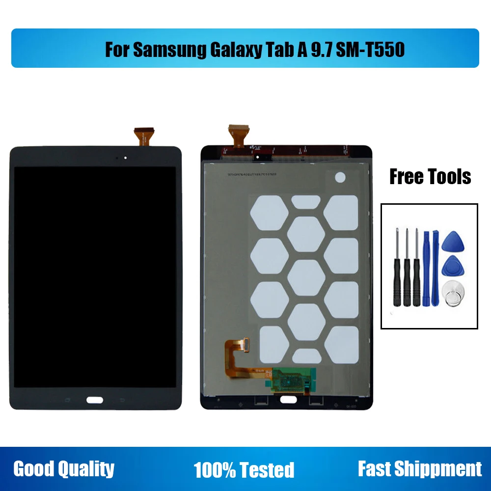 For Samsung Galaxy Tab A SM-T550 T550N T555 LCD Display Touch Screen Digitizer Assembly Replacement Free Tools