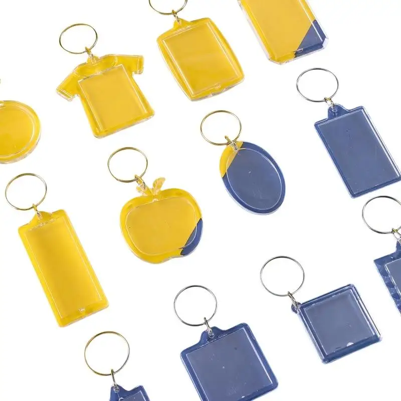 Transparenter Acryl-Foto-Einsatz-Schlüsselanhänger, rechteckig, DIY, geteilter Schlüsselring für Hochzeitsgeschenke, Erinnerungsstücke, Dekoration – Detail 6