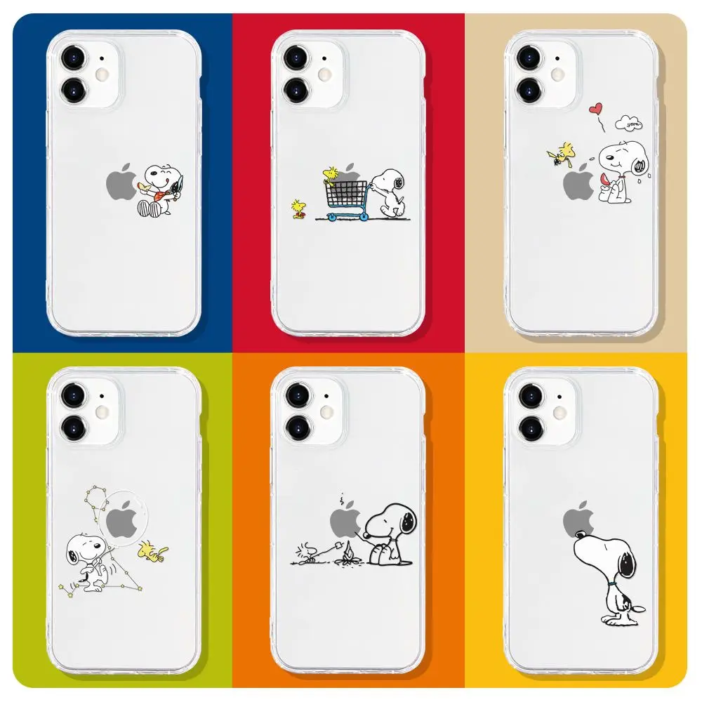 Snoopys Cute Cartoon Phone Case For iPhone 15 14 13 12 Mini 11 Pro Max X XR XS 6 7 8 SE20 Plus Soft Silicone Transparent Cover