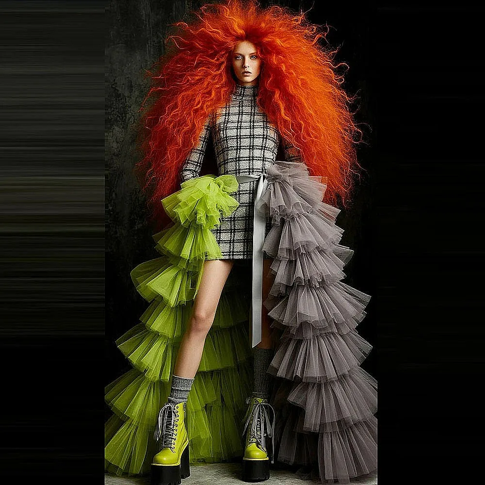 

Разноцветная тюлевая верхняя юбка, многослойная длинная юбка макси для женщин и девочек, юбка для дня рождения