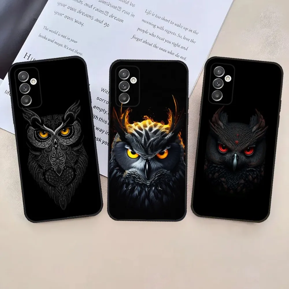 

Animal Owl Phone Case For Samsung S24,23,22,30,21,10,9,Ultra,Plus,Lite,FE,5G Black Soft Case