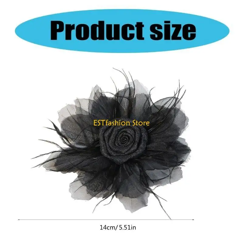 

Y5GC Organza Flower Sew Brooch Trimmings Artistic Applique for Dress Hair Clip