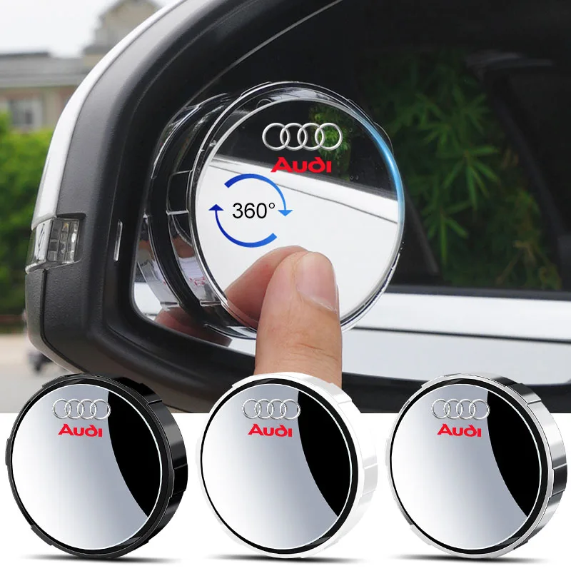 360° Car Wide Angle Side Rear Mirrors Auxiliary Blind Spot Parking Emblem For Audi B5 B6 B7 B8 B9 A3 8P 8V 8L A5 A6 C6 C5 C7 4F