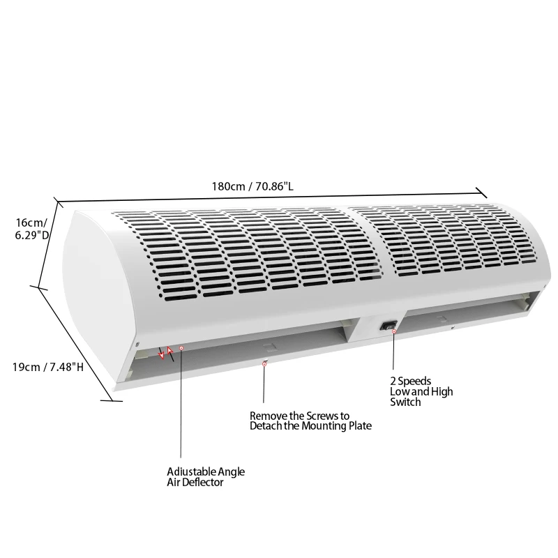 Tirai Udara Hemat Energi Volume Udara Besar Dipasang di Dinding Rendah Kebisingan