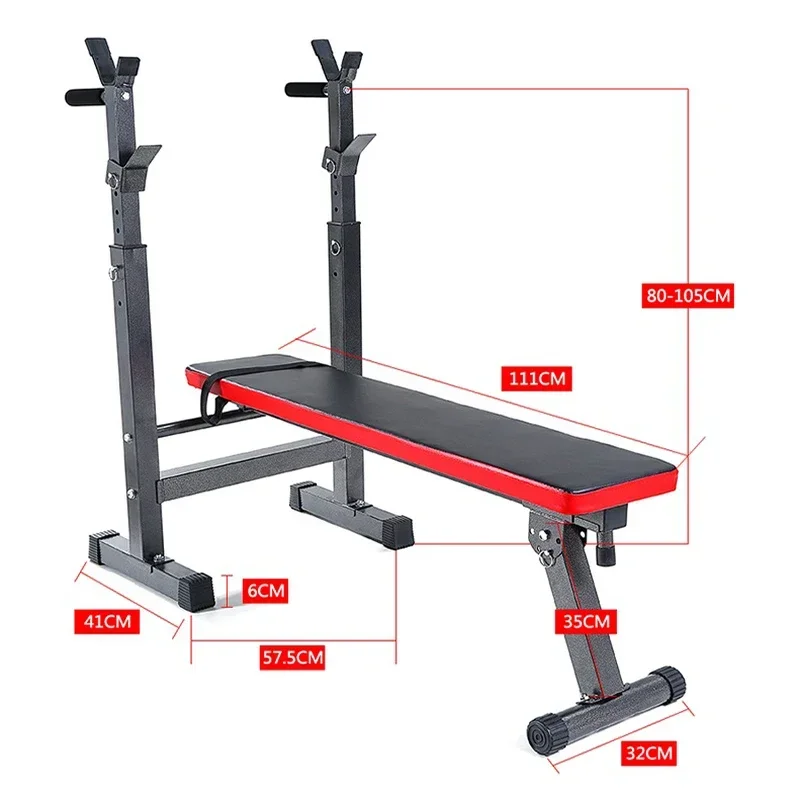 Adjustable Folding Fitness Barbell Rack Weight Bench Set for Home Gym Strength Training W/Incline Decline Capability Easy Store