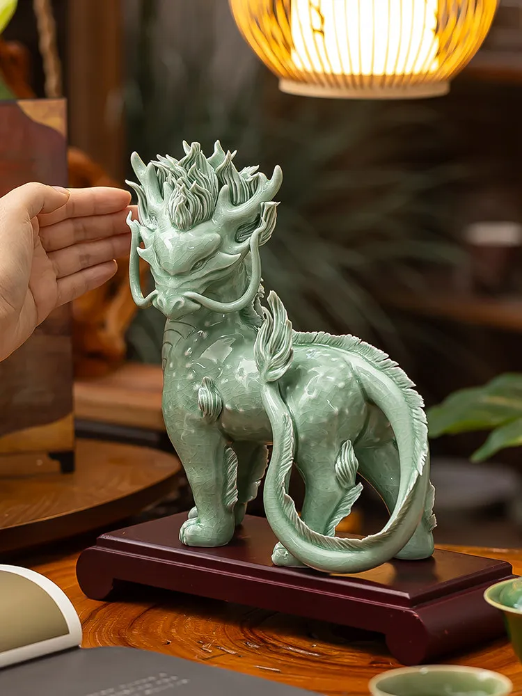 Kirin Ghost Fan Sun Eye Pixiu Tea Pet Jingdezhen Entrance Decorations Lucky Creative Tea Set Desktop Ornament Living Room