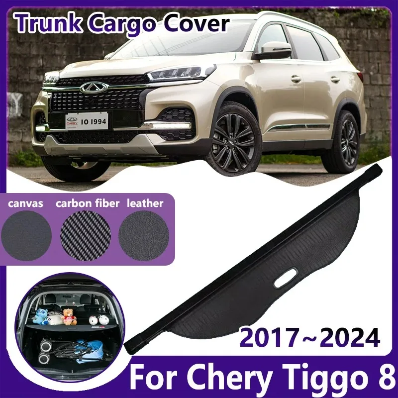 

Car Trunk Cargo Covers for Chery Tiggo 8 Accesories Chirey Pro Plus 2017~2024 Luggage Organizer Curtain Tray Shield Retractable