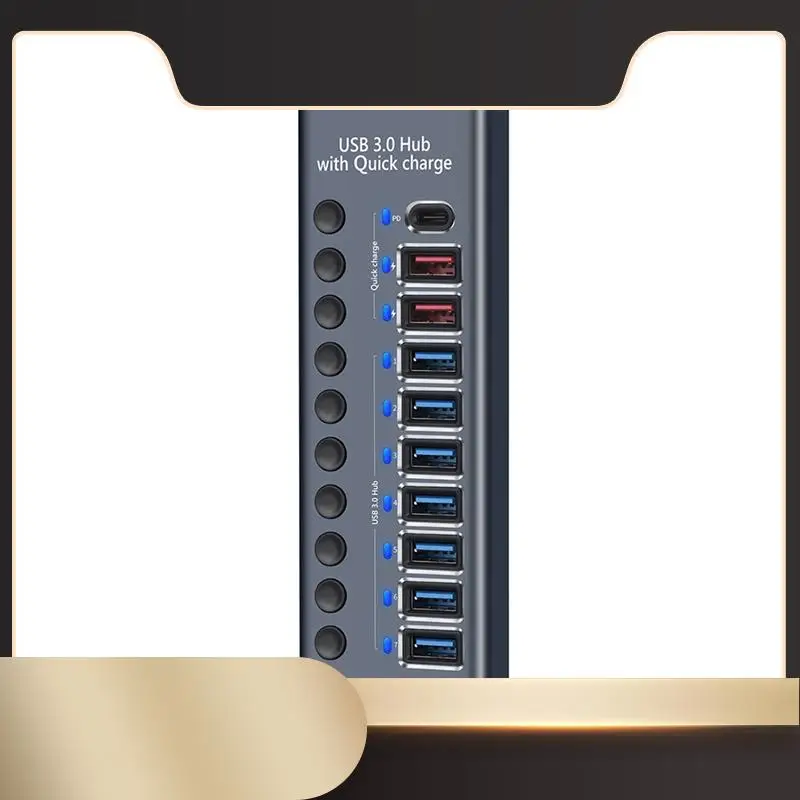 

10-Port USB 3.0 Hub With 2.4A Fast Charging PD Port Supply Multi-Device Support For Computers And Laptops-N36R