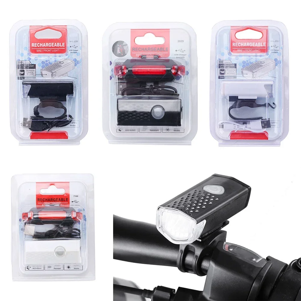 Bike Light Set Front Light With Taillight USB Rechargeable Easy To Install Bicycle Accessories Front Light Tail Light Set Parts