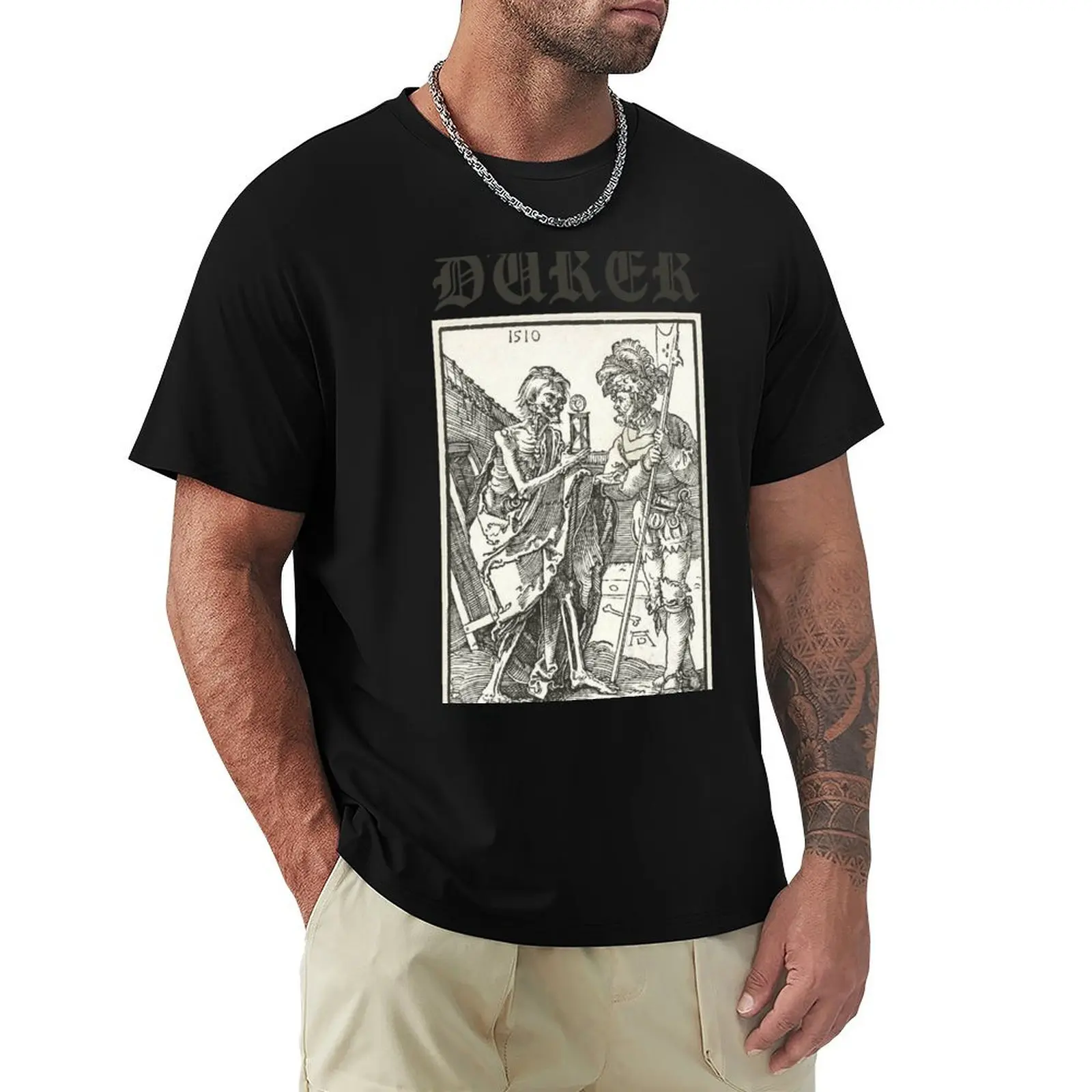 T-shirt graphique Death and the Soldier pour hommes, t-shirt Albrecht, t-shirt Anime, chemises MT, vêtements grande taille