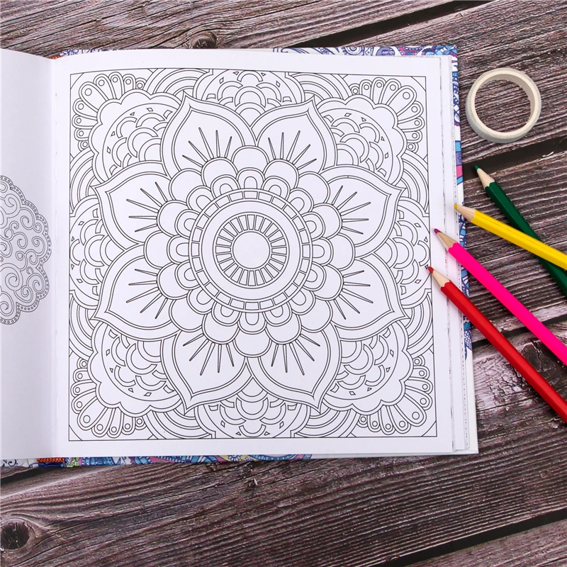 Imagem -04 - Mandalas Flower Coloring Book para Crianças e Adultos Aliviar o Estresse Kill Time Graffiti Painting Desenho Papelaria Livros