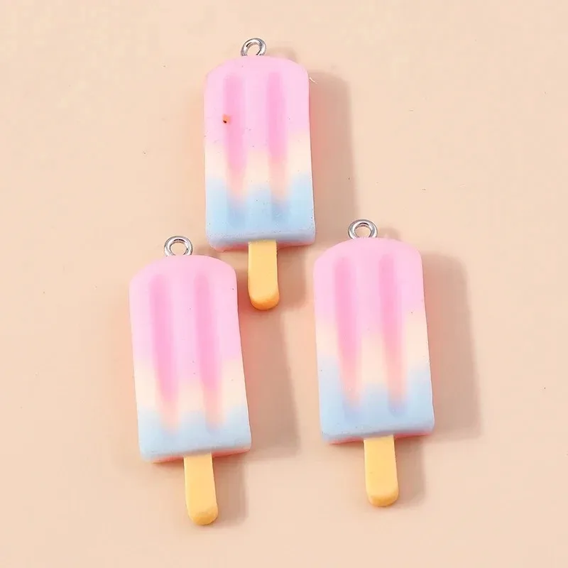10Pcs Candy Color Kawaii Cartoon Ice Cream Popsicle Resin Charms Pendants DIY Accessories for Bracelet Necklace Jewelry Making view 5