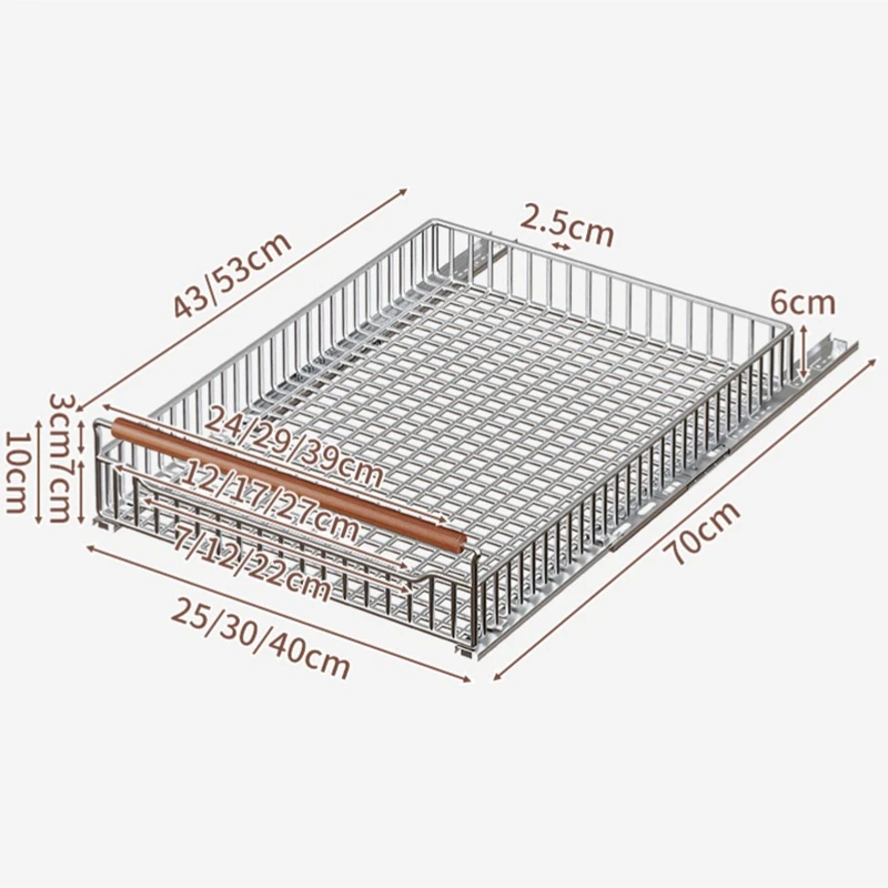Stainless Steel Jeans Closet Bag Organization Bedroom Storage Rack Box Pull Out Kitchen Storage Large Capacity Undertable Drawer