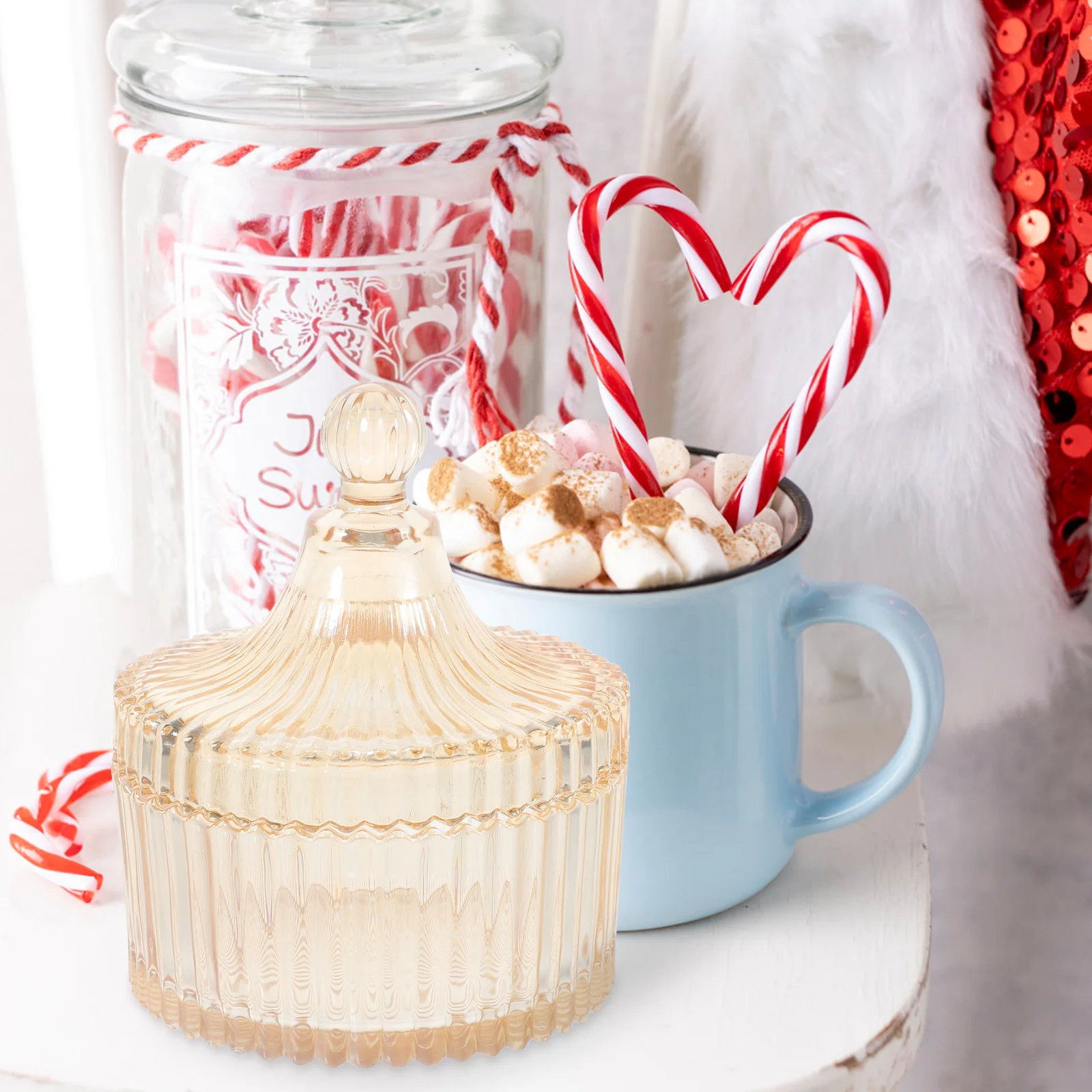 

Apothecary Jars Cotton Swab Holder Candy Jars Lids Makeup Organizer Bathroom Accessories Glass Jar Storage Box