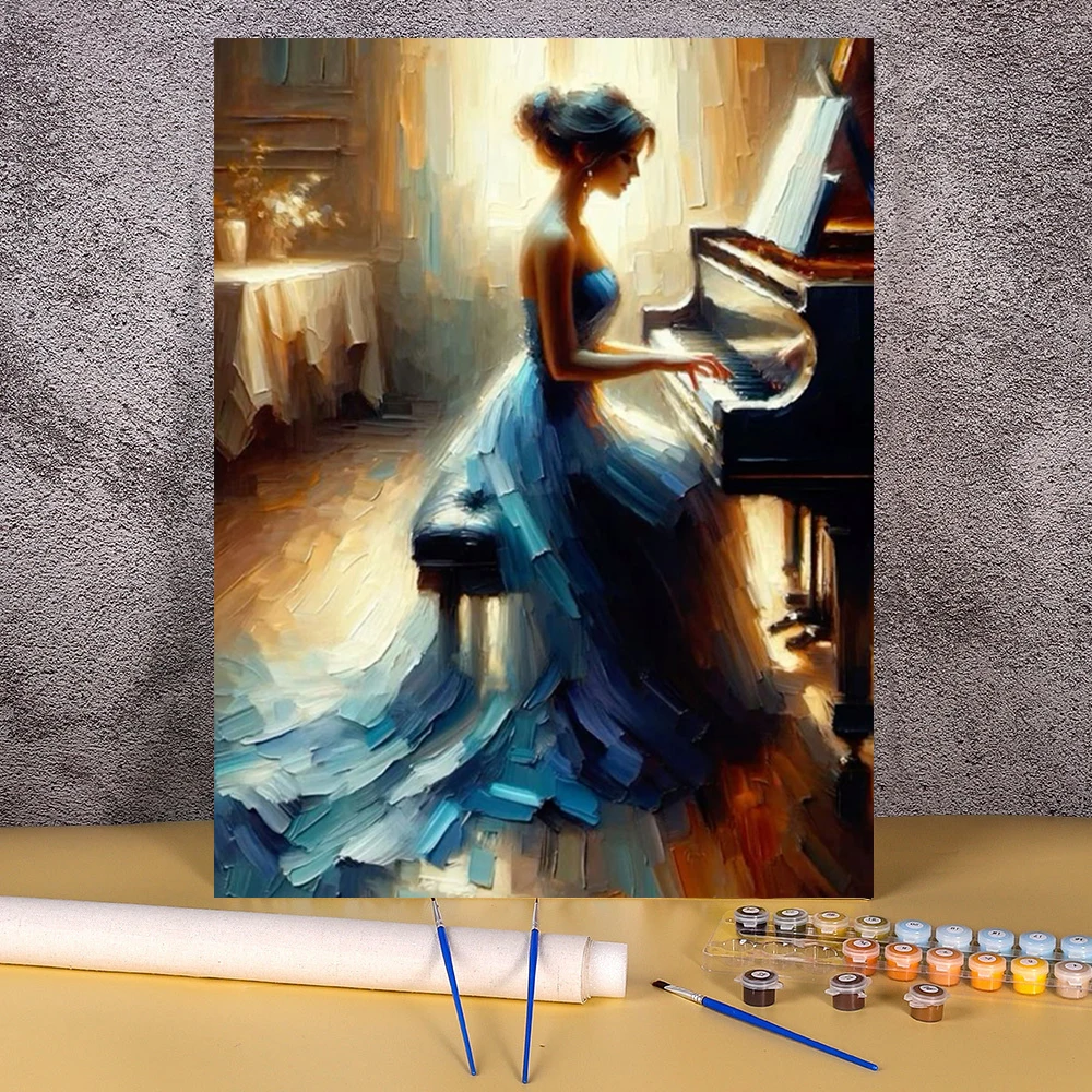 

Acrylic Painting By Numbers On Canvas Piano Girl For Kids Coloring By Numbers Wall Art Handicraft Picture Diy Paint Gift