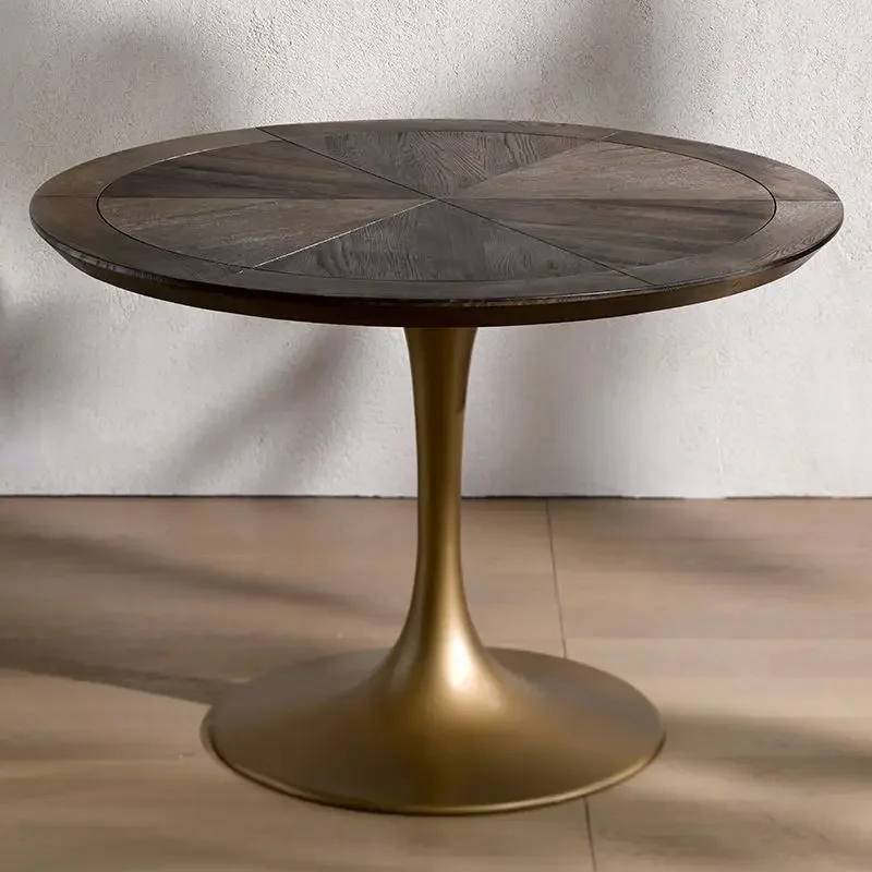 

For Modern Light Luxury Gold Metal Frame Wood Dining Room Coffee Table Wood