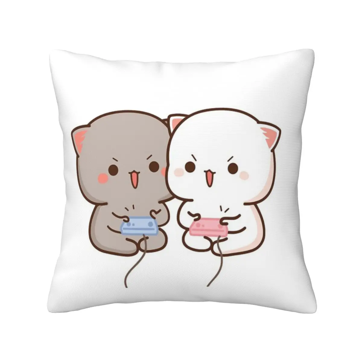 Peach And Goma Mochi Cat Gaming 2 Cushion Pillow Cover Summer Bedroom Pillow Cover Home Decoration Customizable