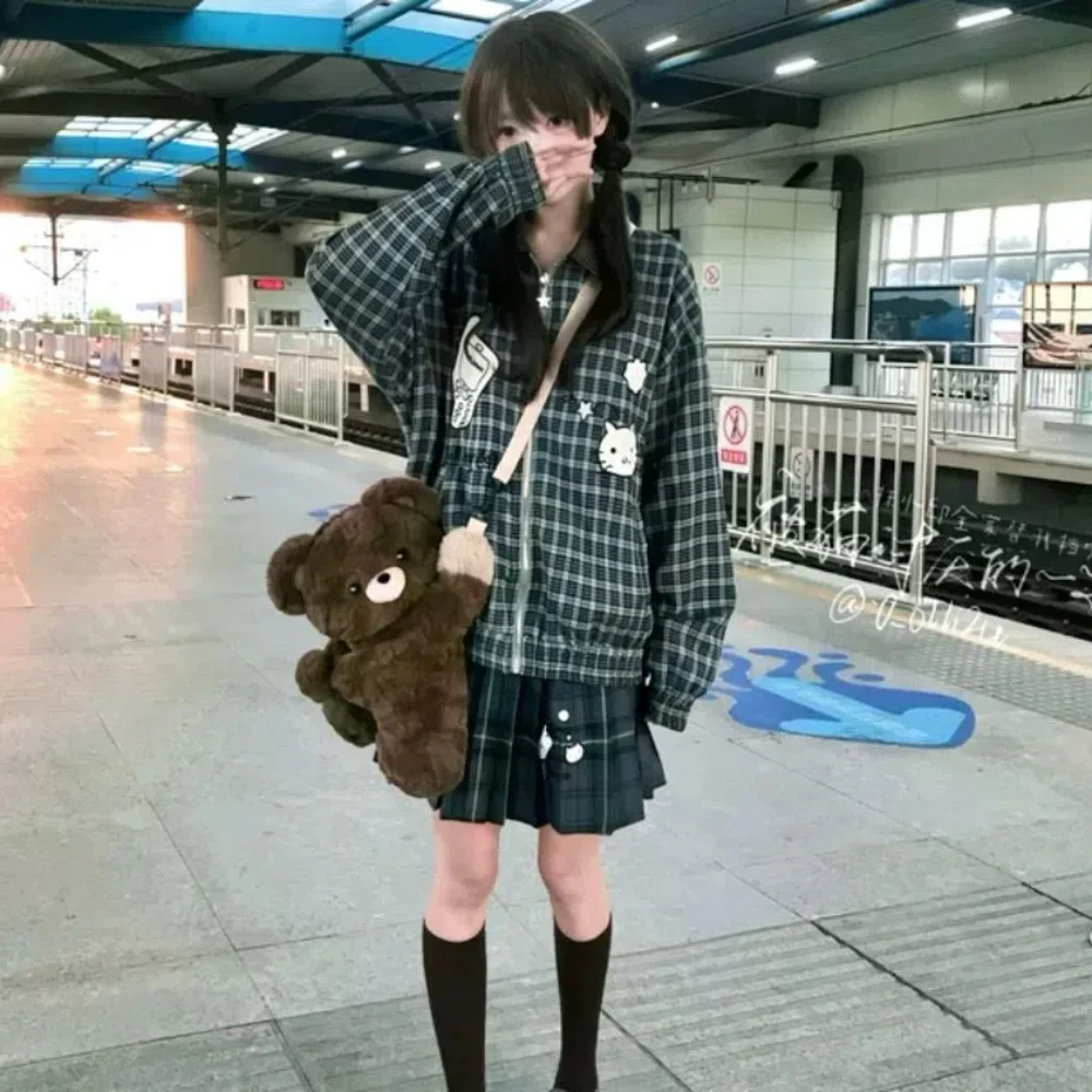 Kawaii Korean Style Bear Doll Crossbody Bag JK Lolita Plush Toy Children's School Bag Backpack Brown Animal Shoulder Bag Girls