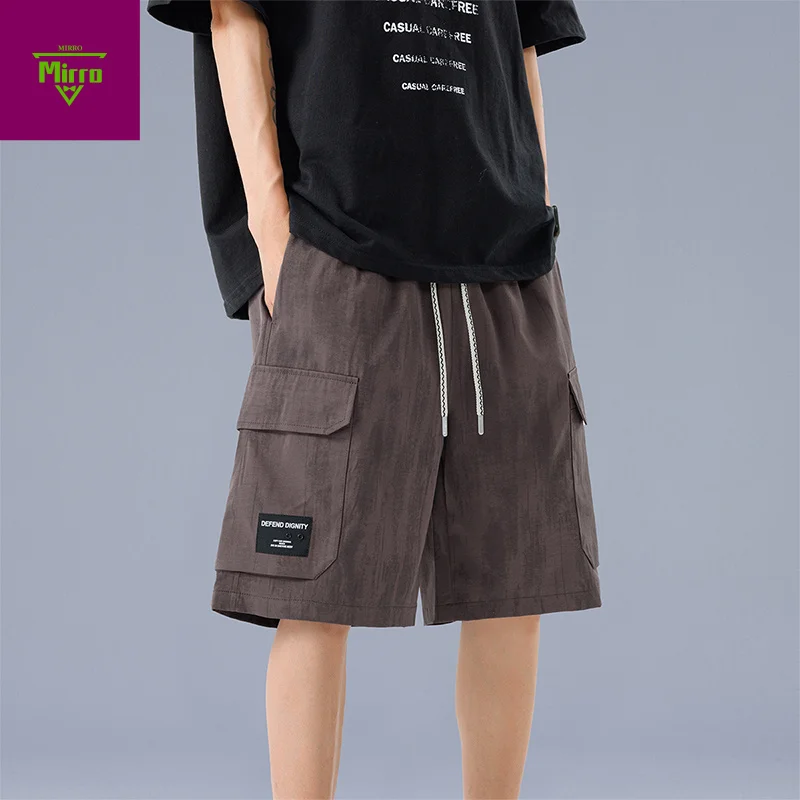 

【Mirrordust】Summer Simple Solid Color Plus Size American Style Casual Shorts for Men Polyester Loose Korean Style Five-Point Sho