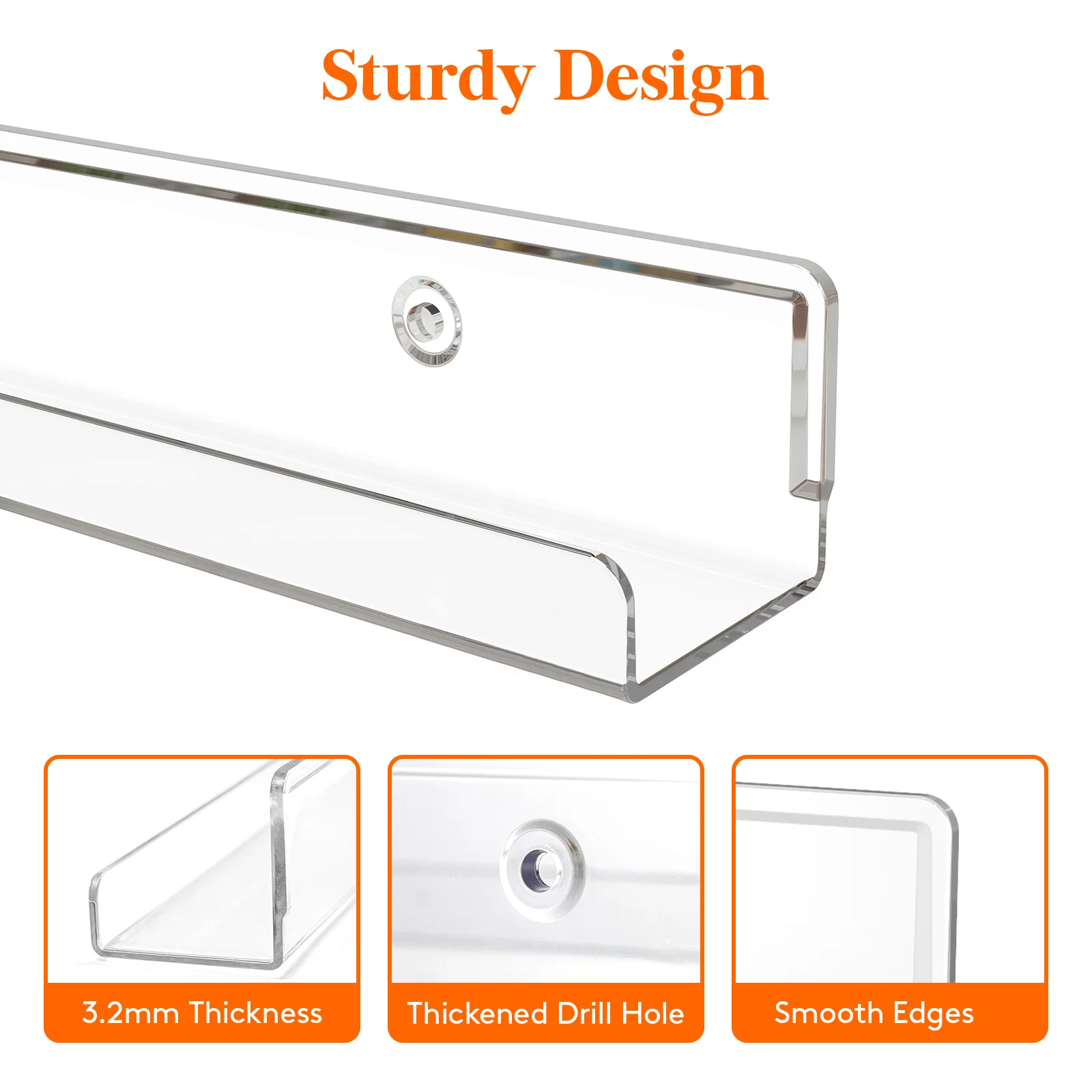 أرفف عائمة ضيقة لتسجيل الفينيل، أرفف حائط شفافة لطلاء الأظافر/الصورة/المكياج، منظم رف عرض أكريليك
