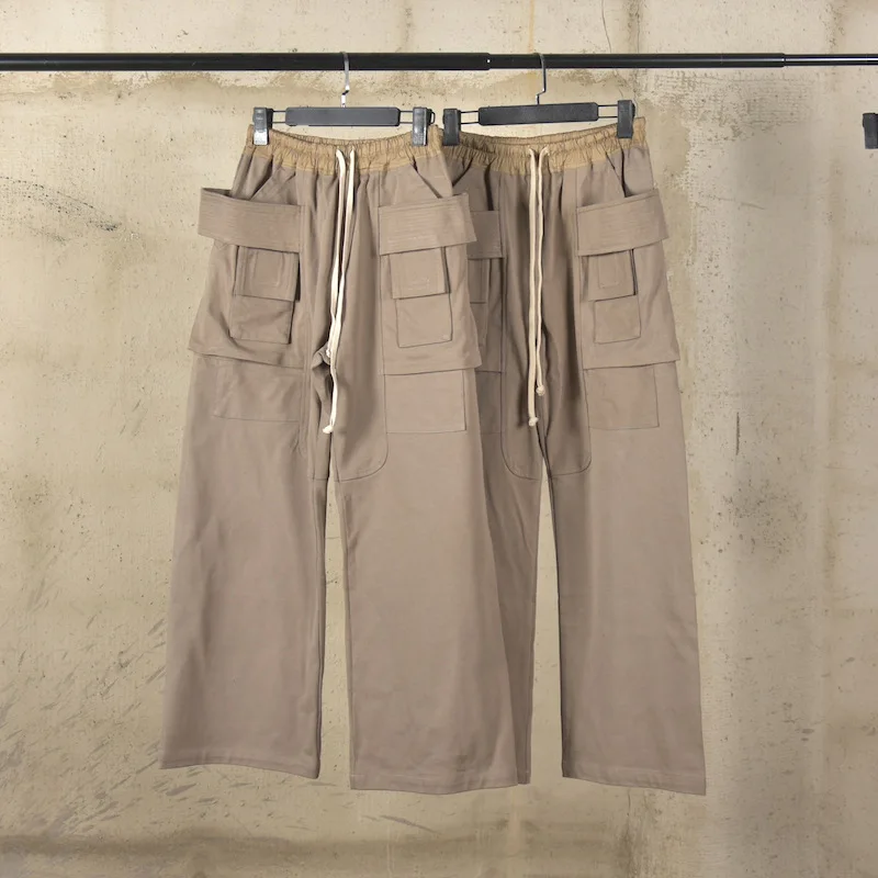 RO Style Pants Pure Cotton Plain Weave Mens Spring and Autumn Style Large Straight Tube Double Ring Casual Pants