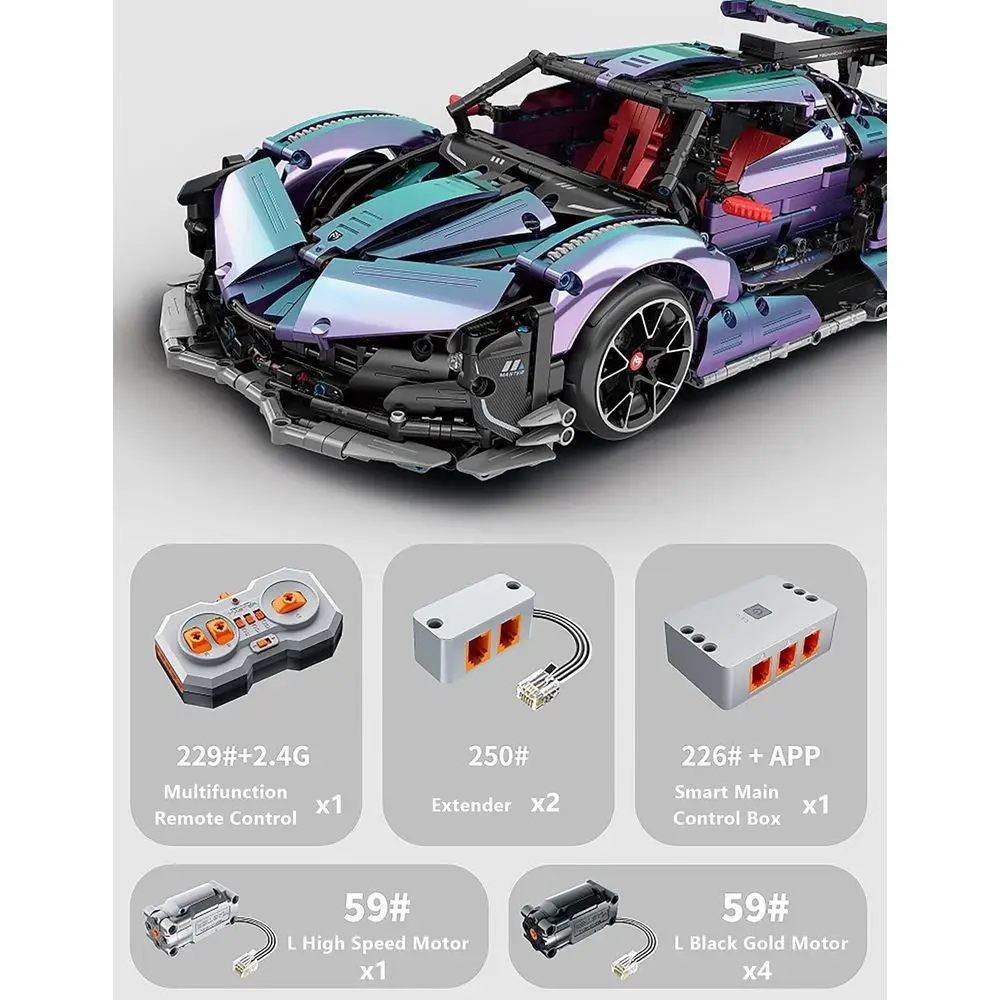 1:10 Scale Apollo IE Hypercar Building Kit for Adults, Remote Control Drifting Model with 5 Motors (2443 Pieces)