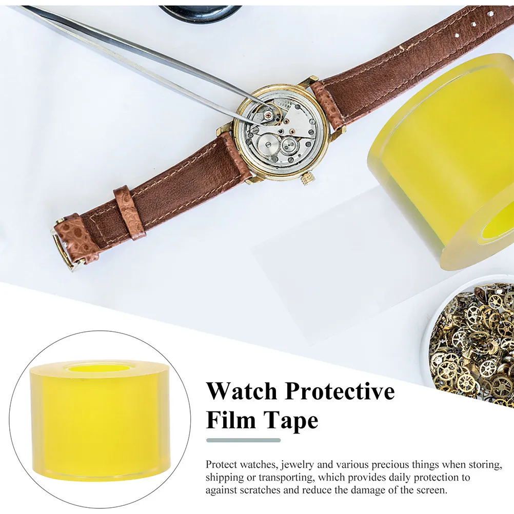 2 Rolls Transparent Electrostatic Watch Jewelry Protective Film Tape Scratch Proof Dust Resistant Repair Tool Watch Film Tape