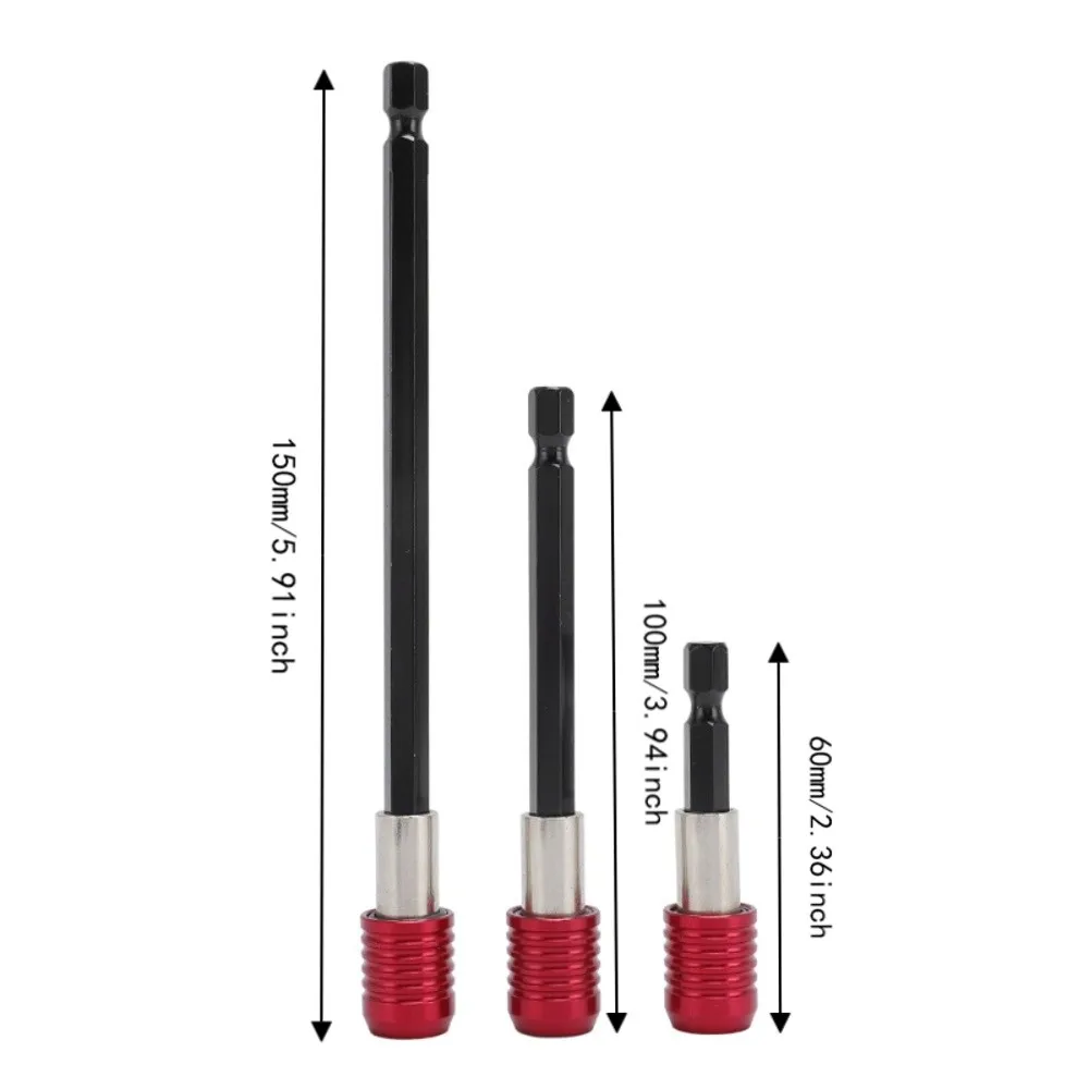 3pcs 1/4 Inch Hex Shank Drill Bit Extension Chrome Vanadium Steel Magnetic Screwdriver Bit Extender 60mm 100mm 150mm Length