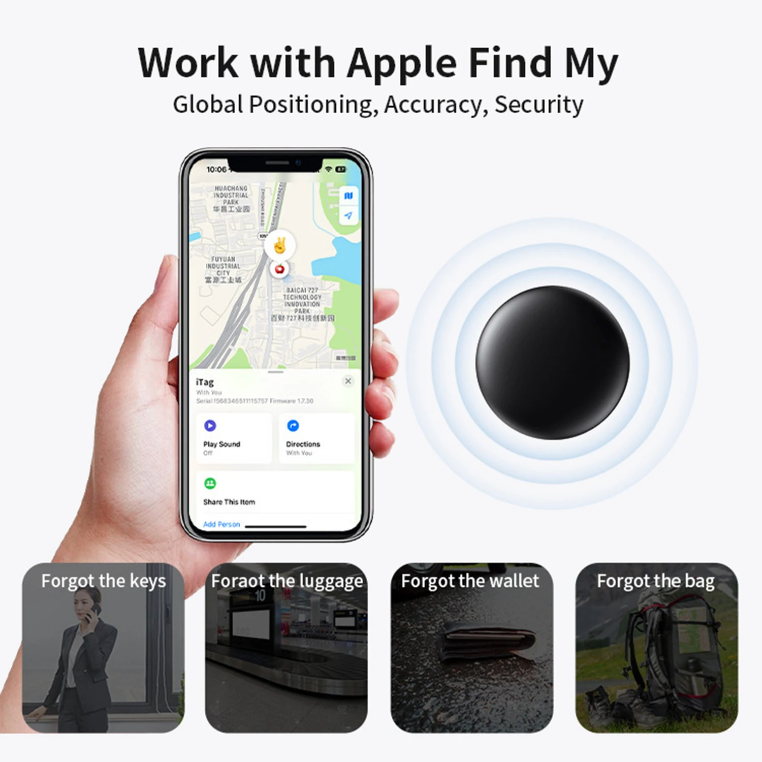 

Air Tracker Tags-2 Pack: Smart Bluetooth Tracker, Item Finder Works with Apple Find My (iOS Only) App, Trakcer Tag Locato